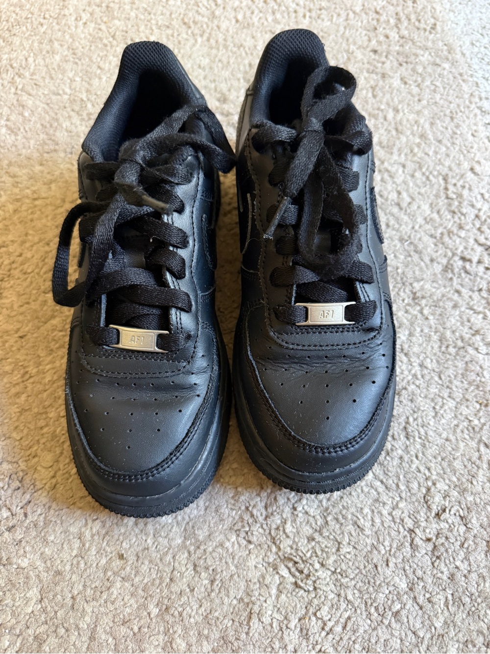 Nike Air Force Kids AF1 “All Black” Leather Sneakers - size 4Y